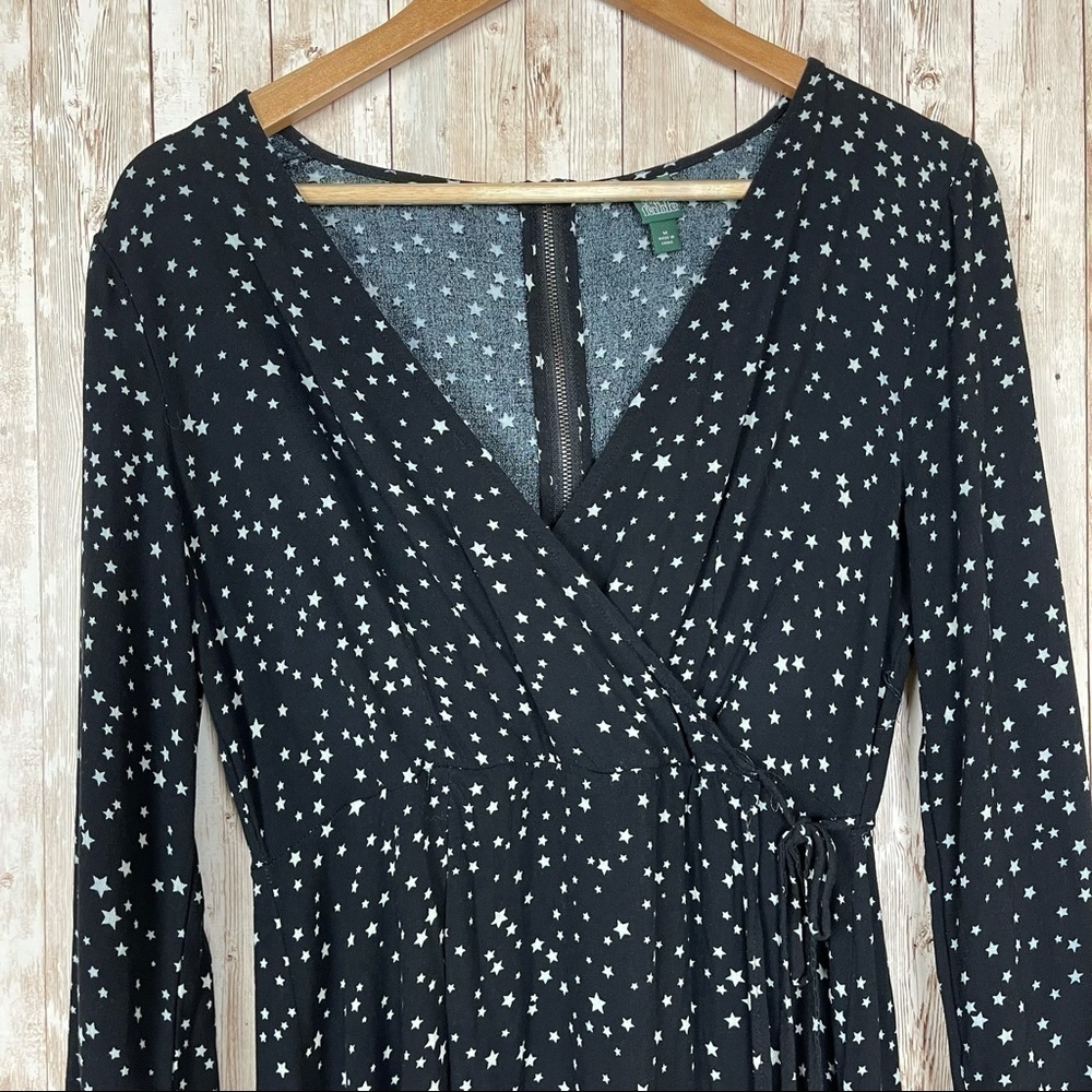 Wild Fable Long Sleeve Star Print Wrap Dress Sz M - Picture 2 of 10